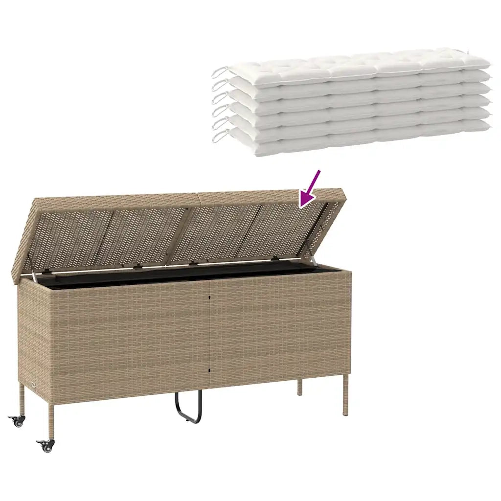 Contenitore da Giardino con Ruote Beige 160x55x75 cm Polyrattan CFW7115606