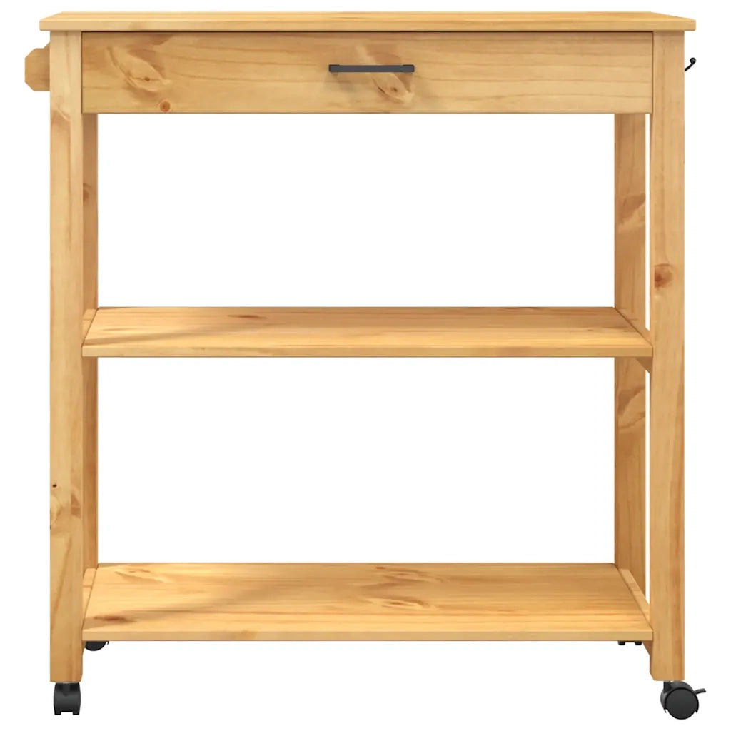 Carrello da Cucina-Scaffale per Cucina MONZA 84x40x88,5 cm in Legno Massello di Pino 458274