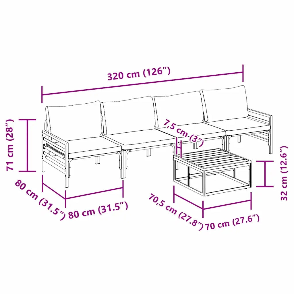 vidaXL Set Divano da Giardino 5 pcs Antracite Acciaio