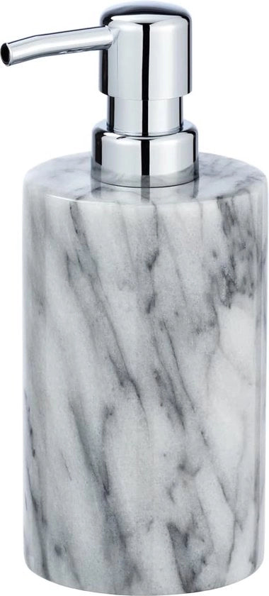 Dispensatore di sapone in marmo Onyx - dispensatore di sapone liquido, dispensatore di detersivo, marmo, 7,5 x 18 x 8,5 cm, bianco