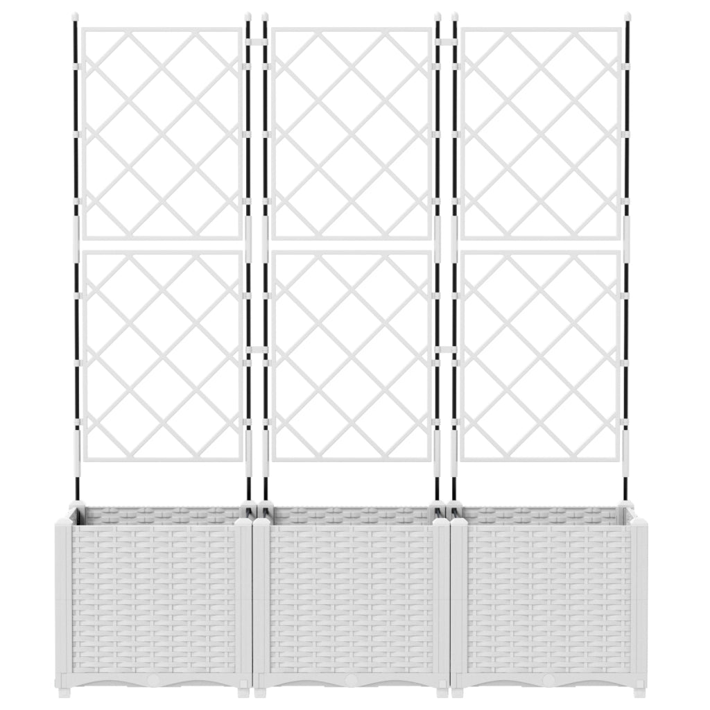 Fioriera con Graticcio 3 pz Bianca 120x40x143 cm