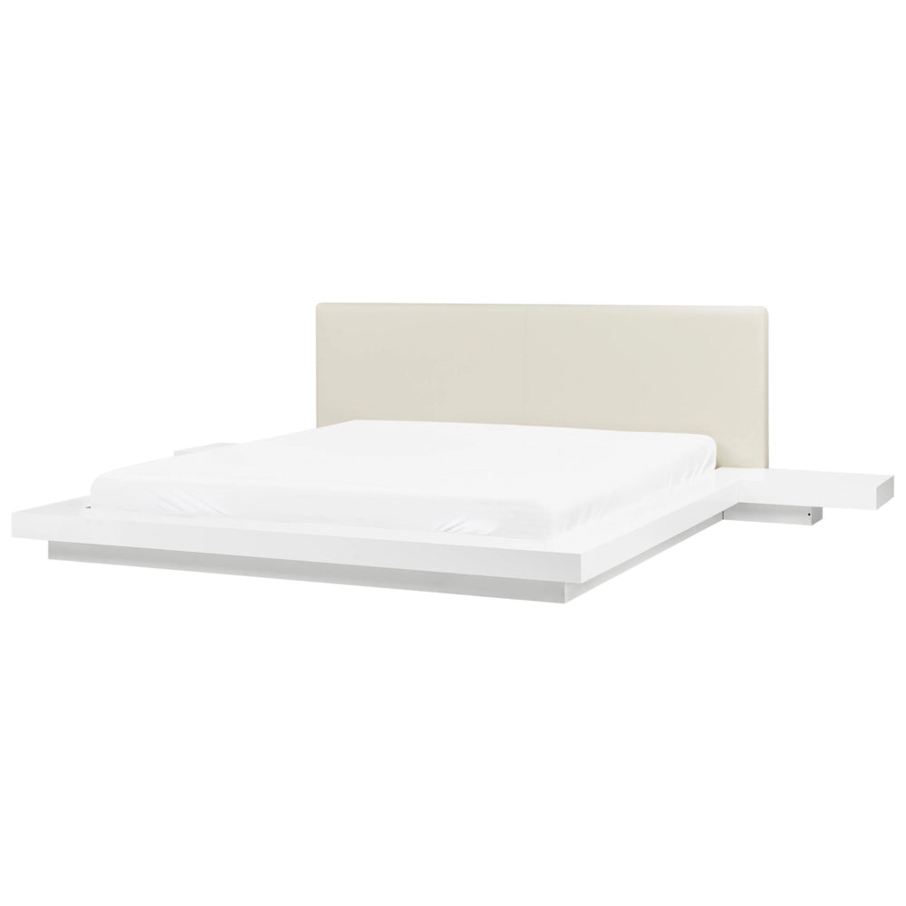 Letto in Legno Bianco Stile Giapponese con Rete a Doghe 180 x 200 cm