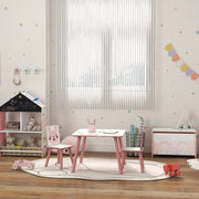 Set tavolo e 2 sedie per bambini in pino, rosa