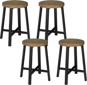 Set di 4 Sedie Sala da Pranzo, Sgabelli da Cucina, Sedile in Legno e Gambe in Metallo, Stile Industriale, Legno Vintage + Nero, BH370hov-4