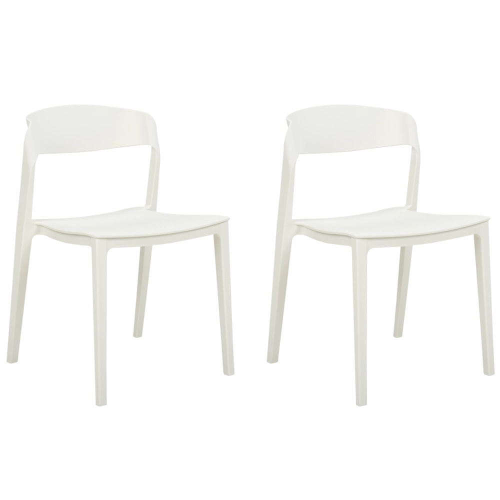Set di 2 sedie da pranzo bianche impilabili con gambe senza braccioli Sedie da conferenza in plastica Design moderno contemporaneo Sedute per la sala da pranzo