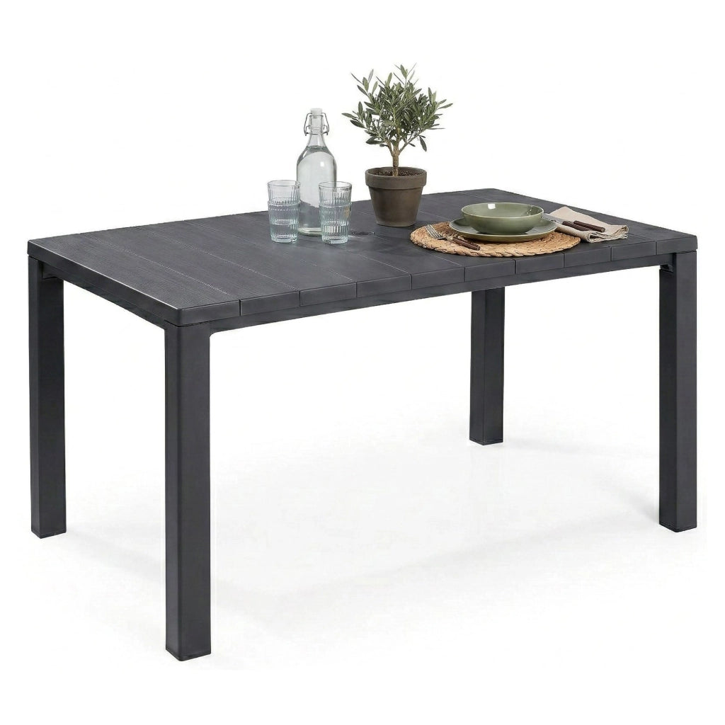Tavolo da esterno Listowel, Base per picnic, Piano da pranzo da giardino, Banco outdoor multiuso, 147x90 h75 cm, Antracite