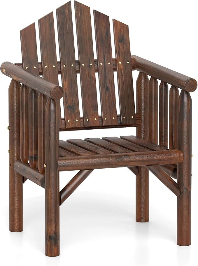 Poltrona da Esterno in Legno, Sedia da Pranzo per Patio con Braccioli e Schienale Alto Inclinato per Veranda, Cortile, Giardino, Patio e Bordo Piscina, Portata 150 kg (Marrone)