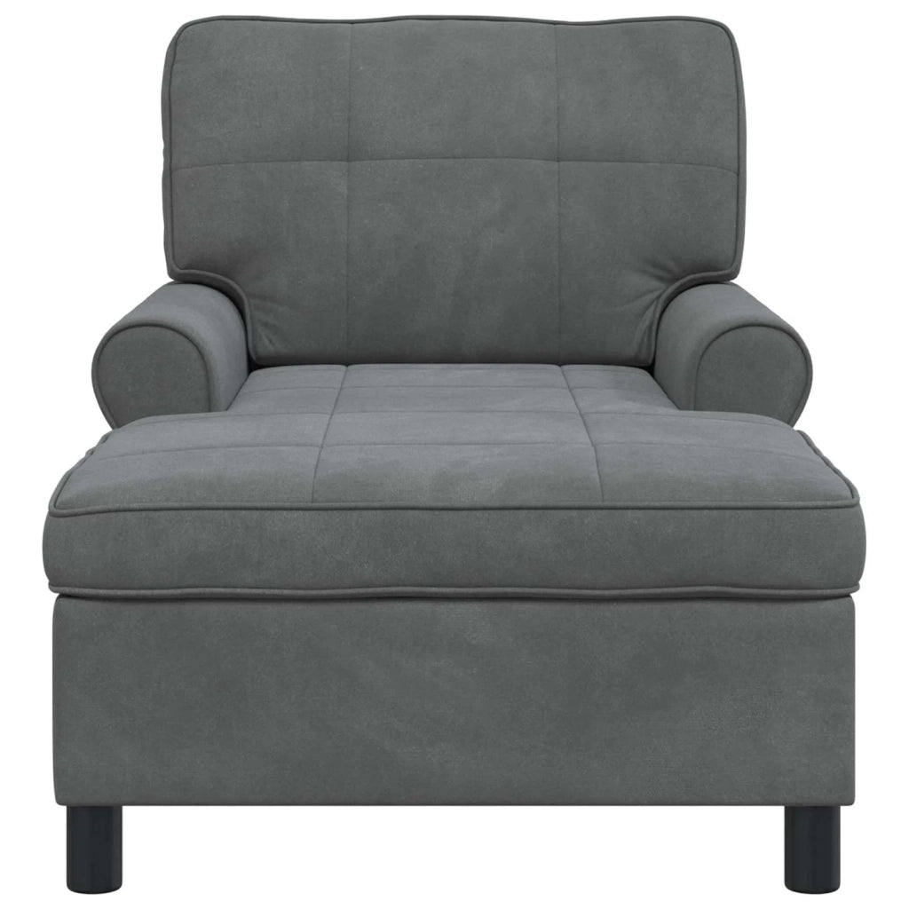 Chaise Lounge | Sedia a Sdraio con cuscino Grigio scuro 91 x 157 x 91 cm Velluto CFW6791386
