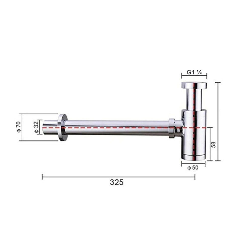 Sifone a bottiglia lavandino scarico 1" 1/4 lavabo cromato con rosone Art.69374