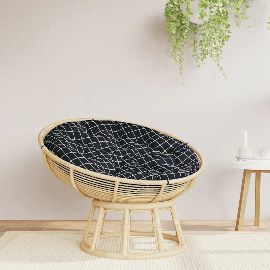 Cuscino Rotondo Nero Motivo a Quadri ? 100x11 cm Tessuto Oxford