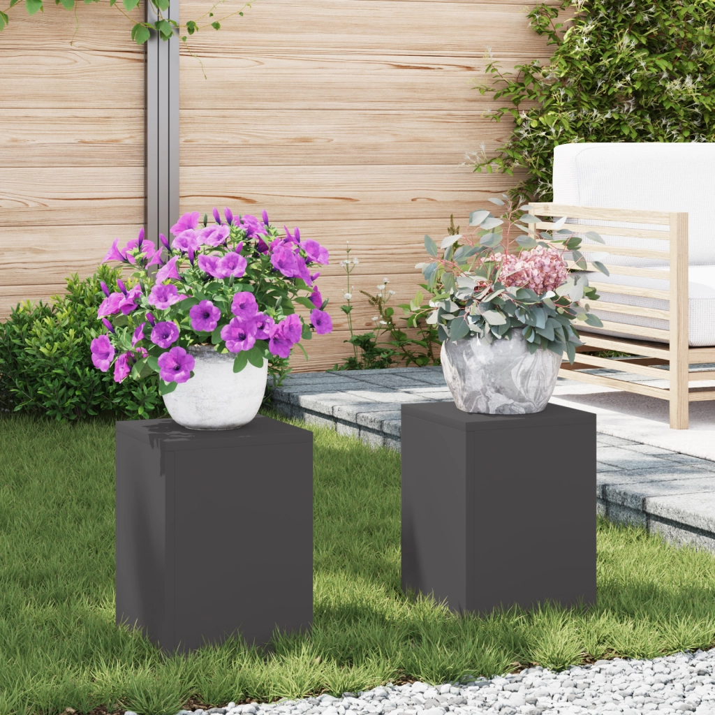 Stands per Piante da Esterno Pilastri 2 pz Nero 24x24x35 cm Acciaio