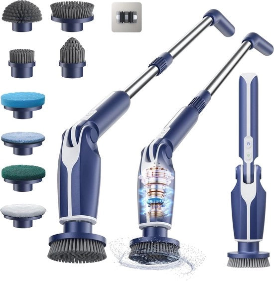 Doucheschrobber elettrico potente con lunga Steel e cappucci intercambiabili - Ideale per le camere da bagno