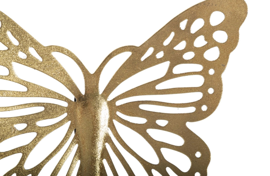 Set 4 Farfalle Decorative 3D da Muro in Ferro Oro
