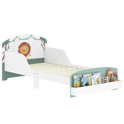 Letto Singolo per Bambini con Barriera e Contenitore ¨C Zephmum ¨C Verde 70x140 cm