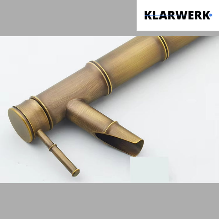 YURI | Rubinetto per bagno a cascata in bambù alto in ottone dorato | in acciaio inox per lavelli alti | Miscelatore giapponese 2 attacchi