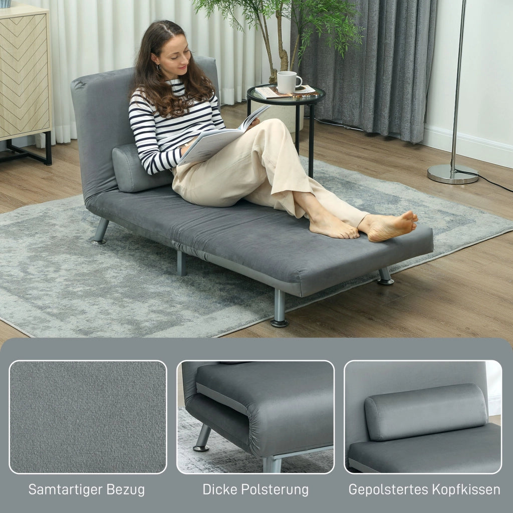 Poltrona letto imbottita reclinabile ¨C zephmum ¨C 75x70x75 cm grigio velluto