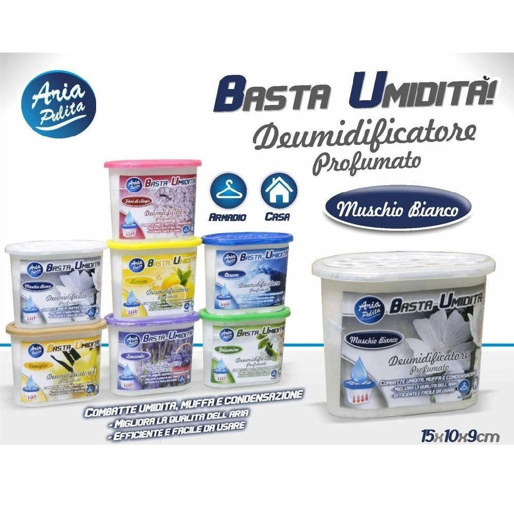 Trade Shop - Deumidificatore Con 220gr Granuli Deumidificatore Aria Fragranza Muschio Bianco -