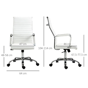 SEDIA Ufficio ergonomica girevole 54x62x114 cm pelle sintetica bianca
