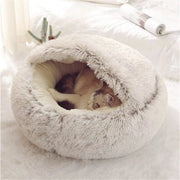 Letto per Gatti a Palla con Cappuccio - Cuscino da Giù per Gatti, Anti-Scivola e Lavabile (50 Cm, Caffè)
