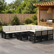 Set Divano da Giardino 12 pz Nero e Bianco Crema polyrattan 3437314