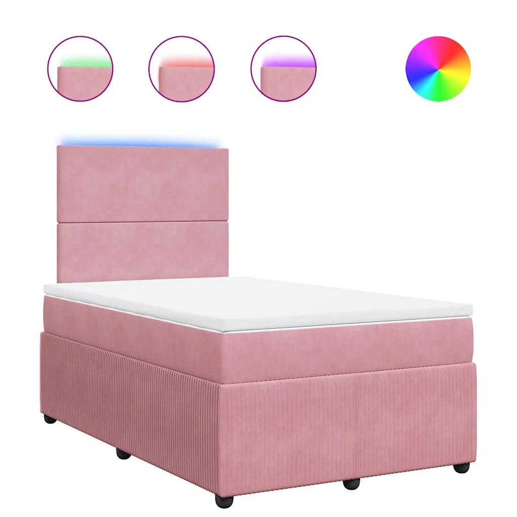 Giroletto a Molle con Materasso Rosa 120x200 cm in Velluto