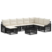 Set Divano da Giardino 9 pcs Nero polyrattan