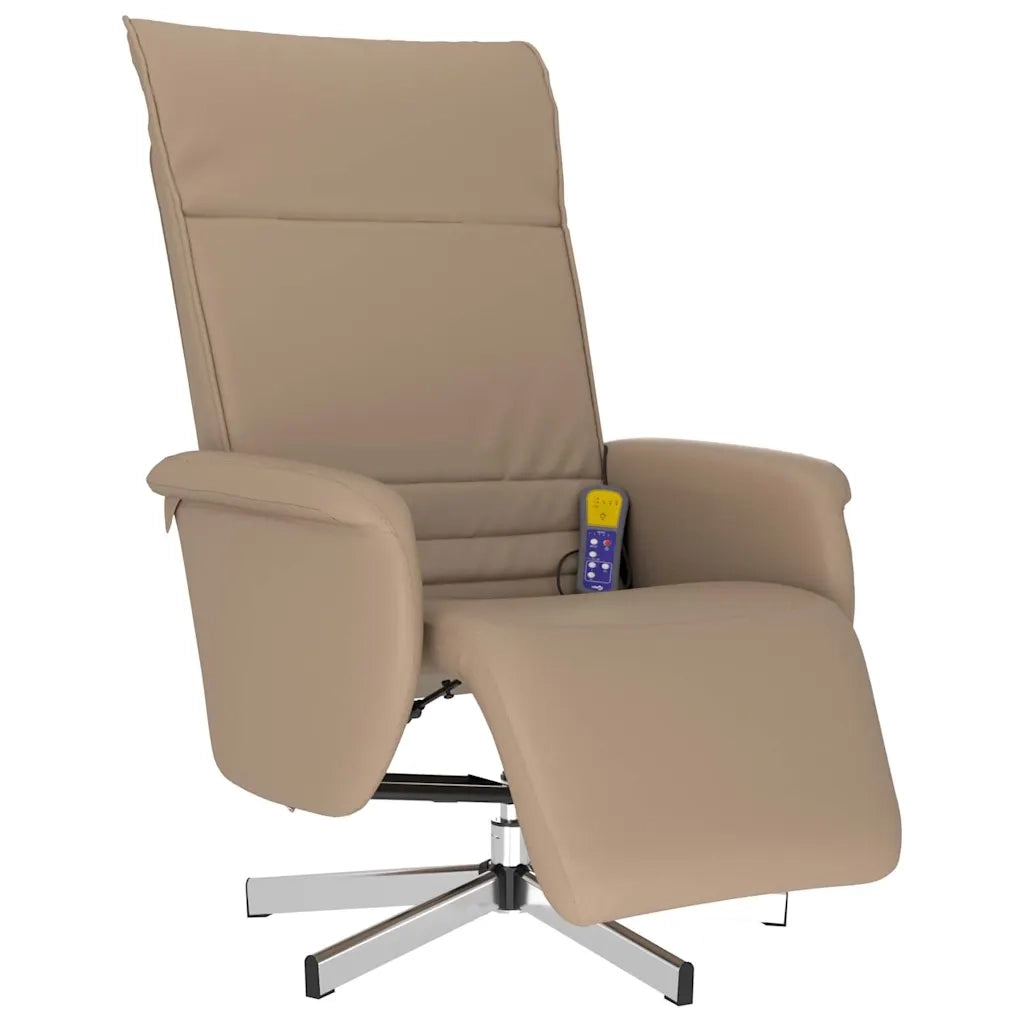Divano Sedia-Poltrona Reclinabile Massaggi Poggiapiedi Cappuccino Similpelle 361185