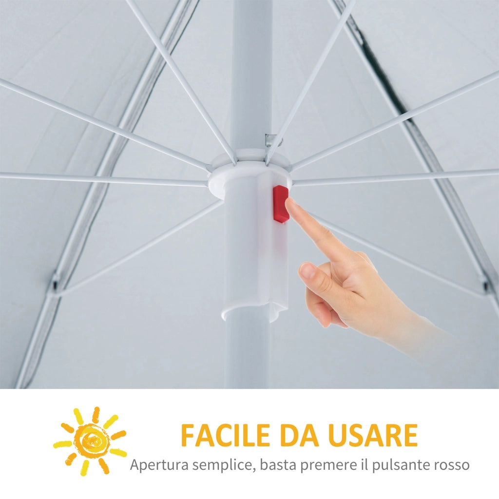 Ombrellone da Giardino Ø2,2m in Metallo con Tenda Parasole Verde Scuro