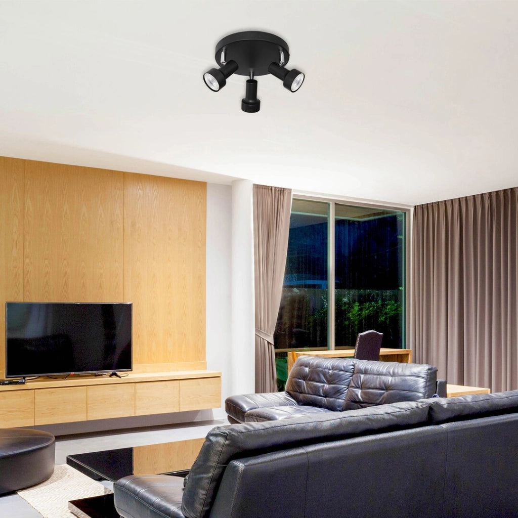 Faretto da soffitto nero GU10 3 luci Rabalux Konrad
