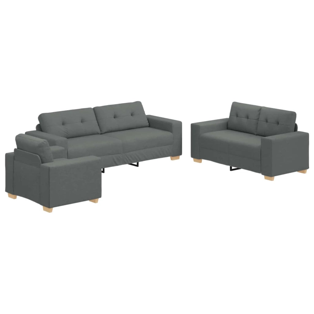 Divano 3 pcs Grigio scuro 221 x 80 x 80 cm Tessuto misto lino 3324629