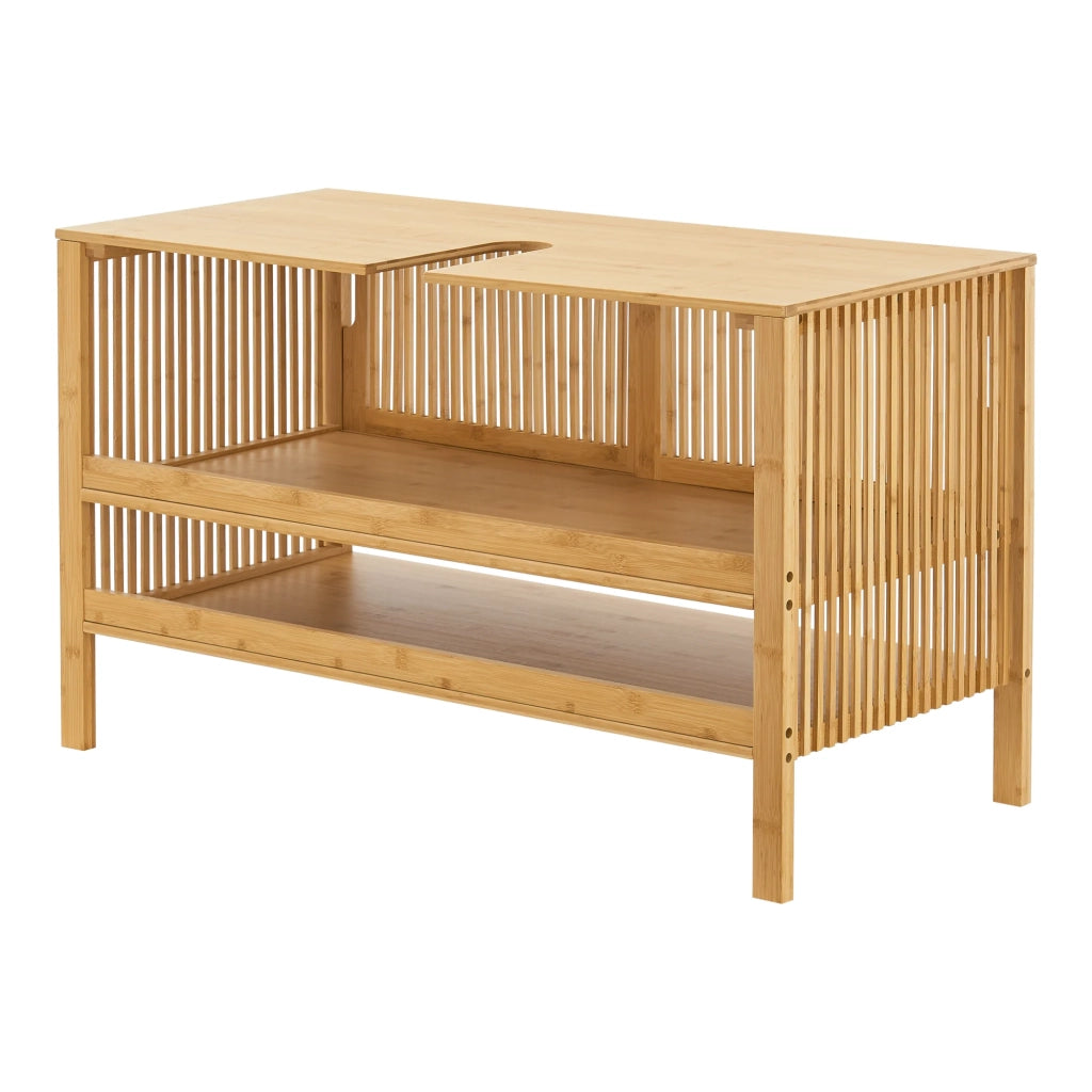 Mobiletto sottolavabo per bagno design bambù 60 x 100 x 45 cm finitura naturale 03_0009979
