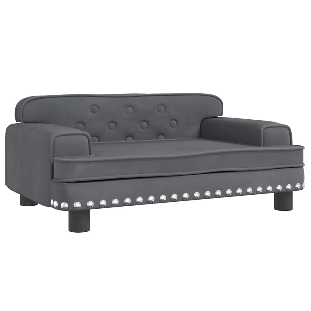Cuccia per cani comoda cesta da divano scura 70 x 45 x 30 cm velluto grigio 02_0043173