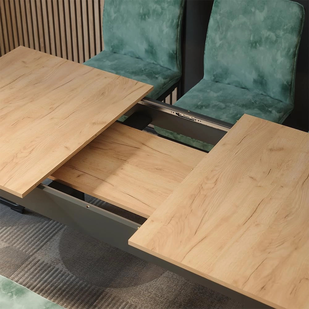 tavolo da pranzo allungabile Repose, Antracite/quercia dorata, 180 x 80 cm Estensibile, per un utilizzo flessibile come tavolo da pranzo o da lavoro