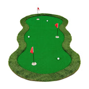 Tappetino da golf putting green 300 x 150 cm per allenamento indoor/outdoor con 3 buche moderne in PP PE EVA verde 20_0014255