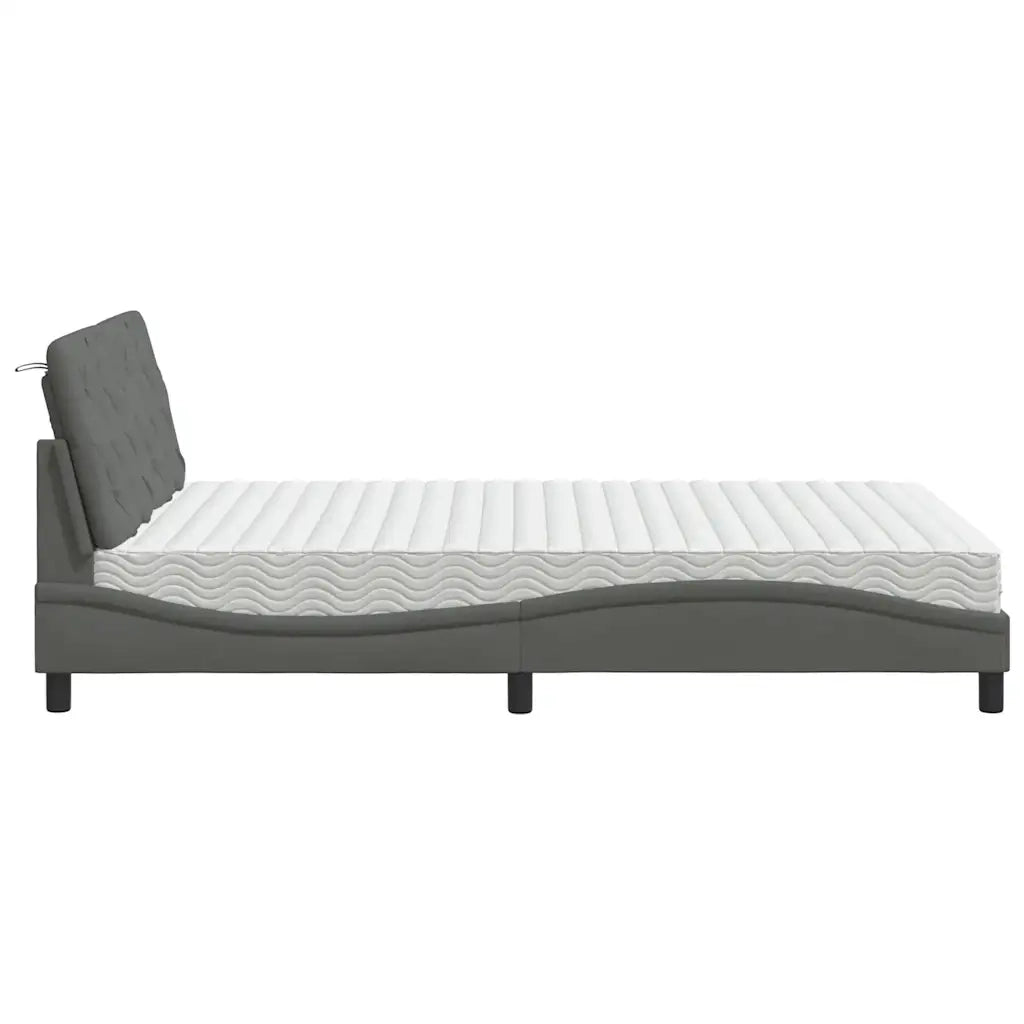 Letto con Materasso Grigio Scuro 140x190 cm Tessuto 3310735