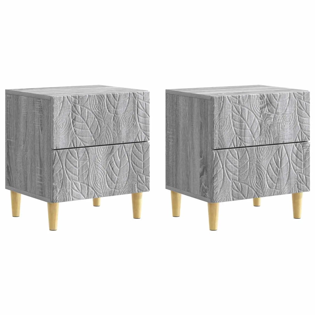 Set di 2 Comodini | Armadio da Notte | Mobiletto da notte Sonoma grigio 43 x 34,5 x 48 cm