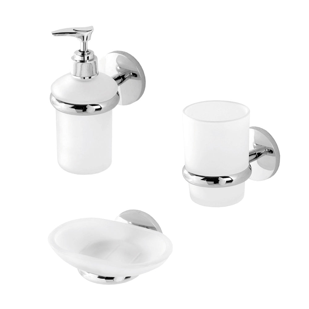 Set accessori a muro 3 pezzi in acciaio cromato e viti incluse  Bora