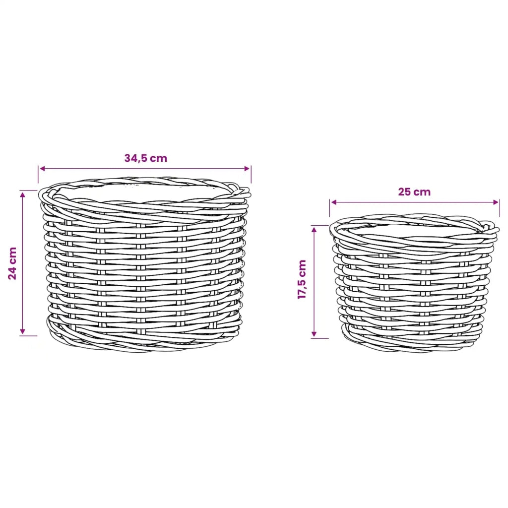 Cestino per Piante con archiviazione 2 pcs Marrone Rattan Kubu 42020962