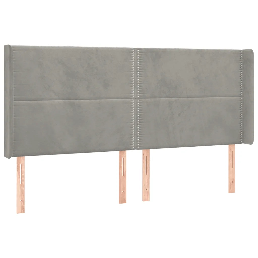 Testiera | Testata a LED Grigio Chiaro 203x16x118/128 cm in Velluto