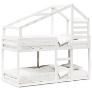 Letto singolo | Letto per adulti | Letto a Castello con Tetto Bianco 80x200 cm Legno Massello Pino