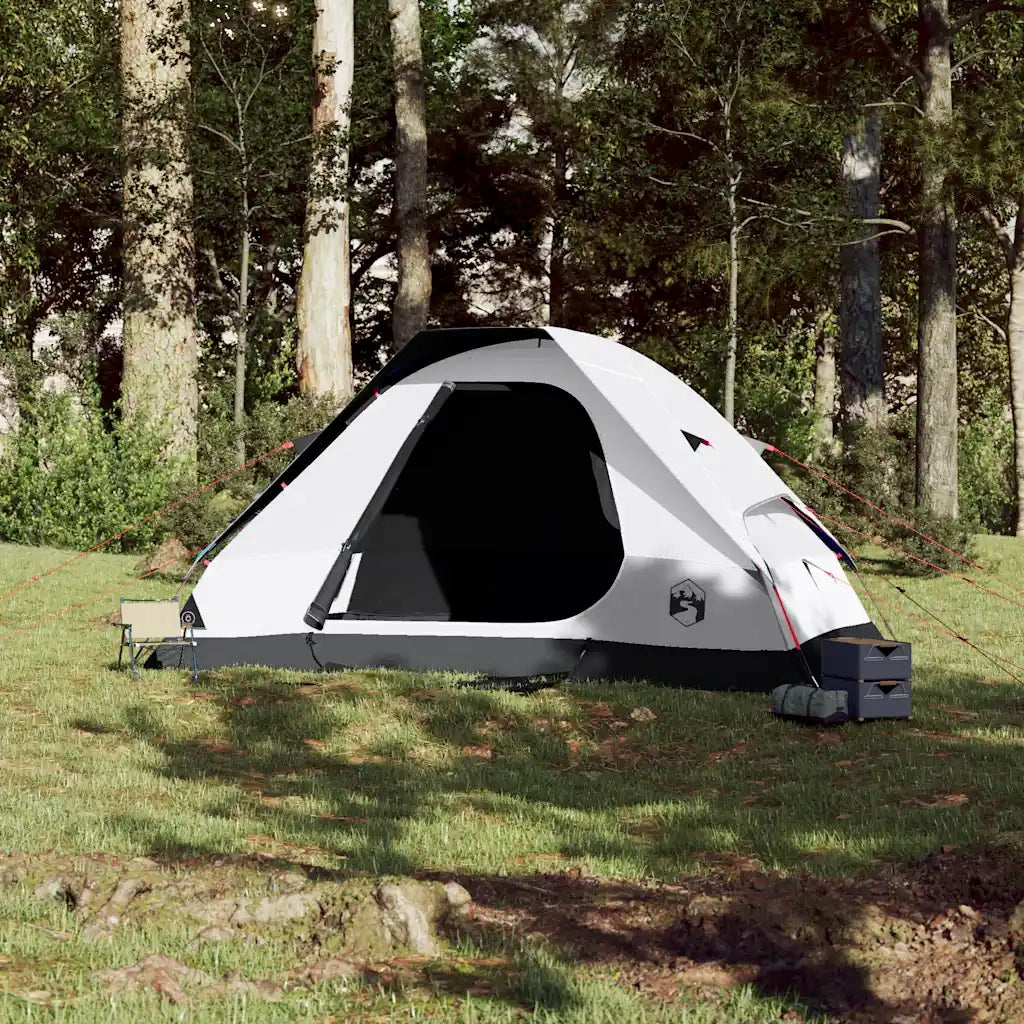 Tenda Familiare a Cupola 6 Persone-Tenda da campeggio Bianca Tessuto Impermeabile 570556