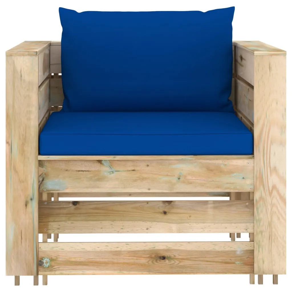 Set Divani da Giardino con Cuscini 2 pz Legno Impregnato Verde cod mxl 42767