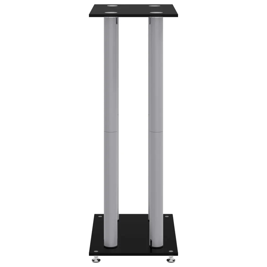 Pedane Casse 2 pz Nero Argento Vetro Temperato Design 4 Pilastri CFW7960087