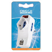 ADATTATORE TRIPLO ROTANTE 1 SCHUKO 2BPRESE 10/16A 2P+T 2USB SPINA 16A