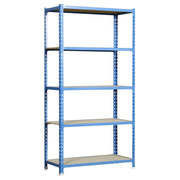 Scaffale in metallo Simon Rack senza viti colore blu/legno 5 ripiani 1800x900x400 mm Made in Spain