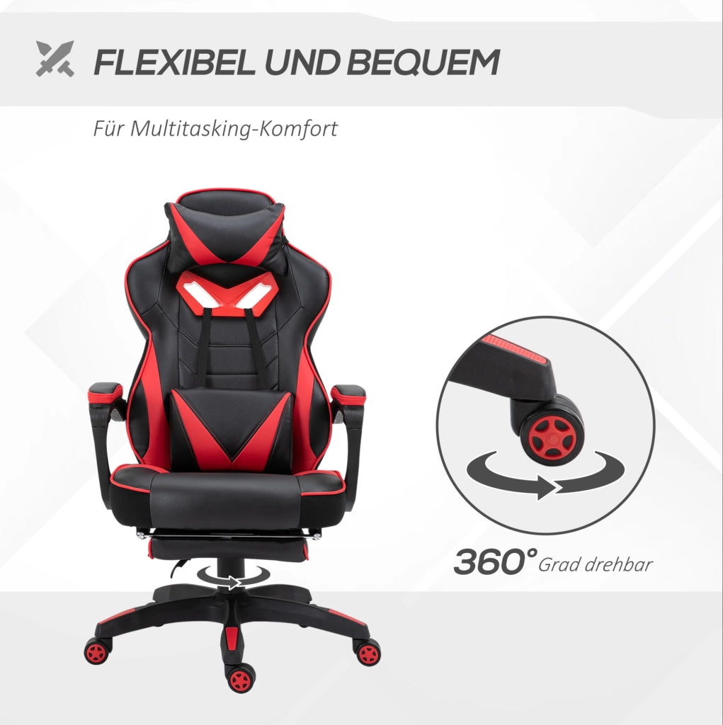 Sedia gaming ergonomica nera con massaggio, reclinabile 170°