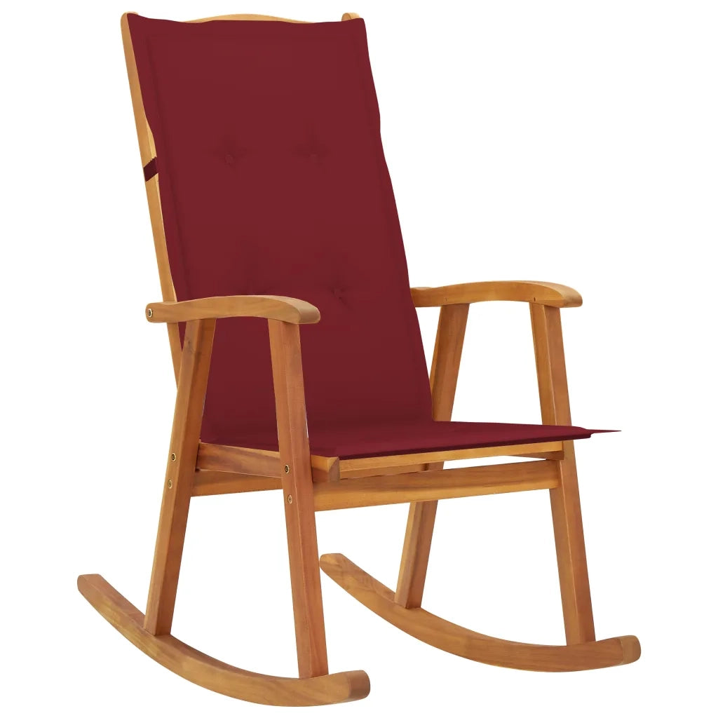 Sedia a Dondolo con Cuscini in Legno Massello di Acacia cod mxl 68138