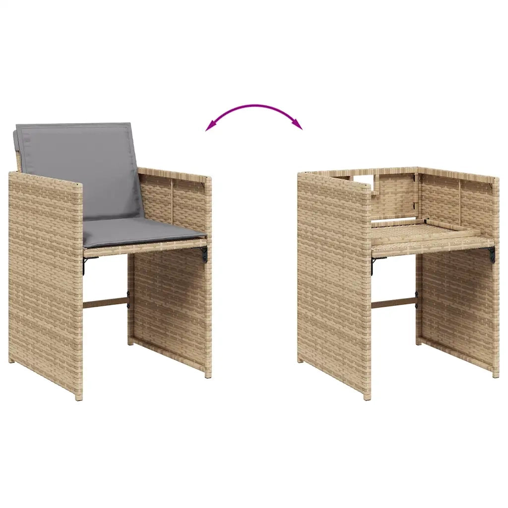 Set Pranzo da Giardino 5 pz con Cuscini Beige Misto Polyrattan 3211080