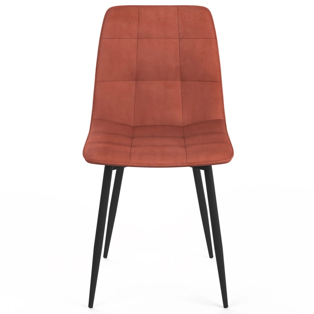 IDMarket - Set di 4 sedie da pranzo MILA in velluto color terracotta