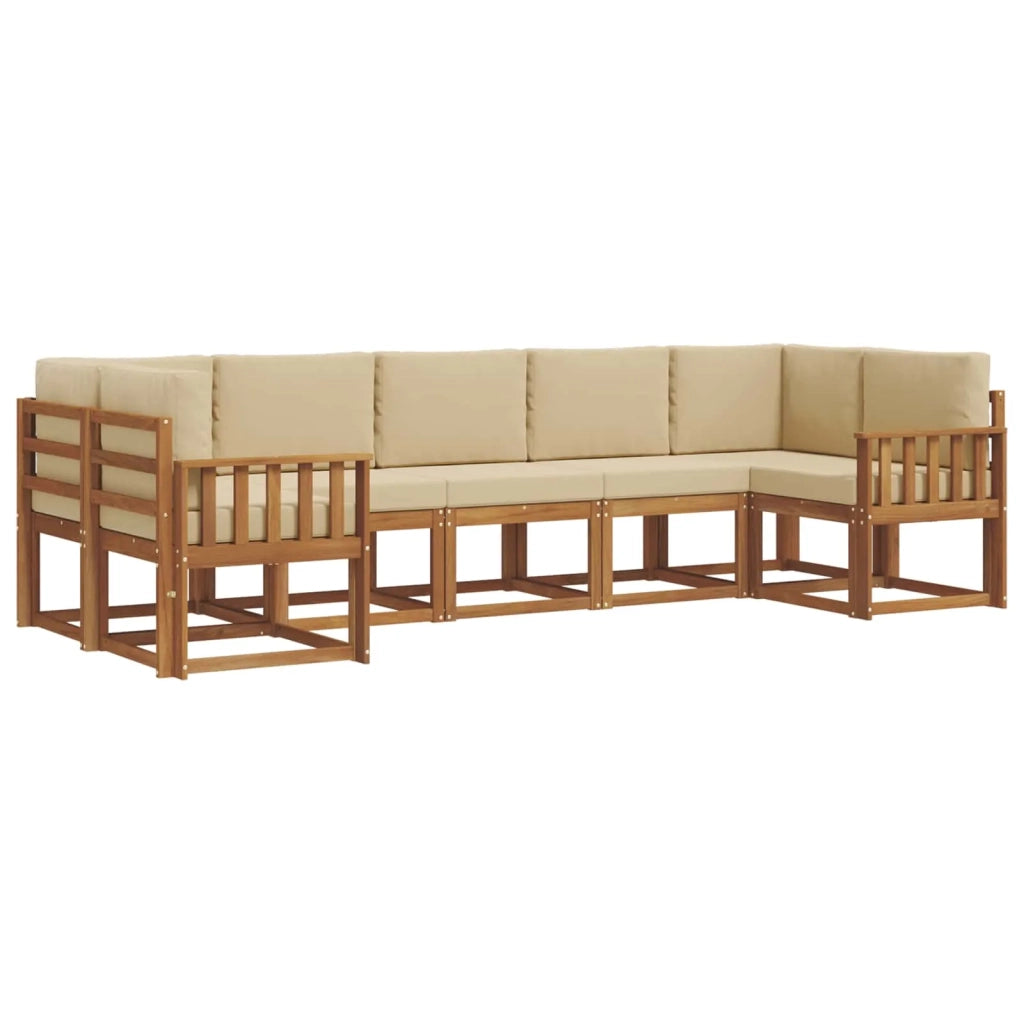 Set di divani da esterno con cuscino 7 pcs Naturale e Beige